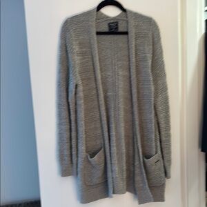 Gray Open Front Cardigan